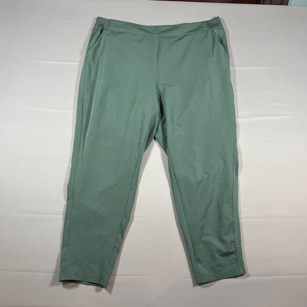 32 Degrees Cool Cropped Pants Womens 2XL Sage Green Stretch High Waisted Pull On
